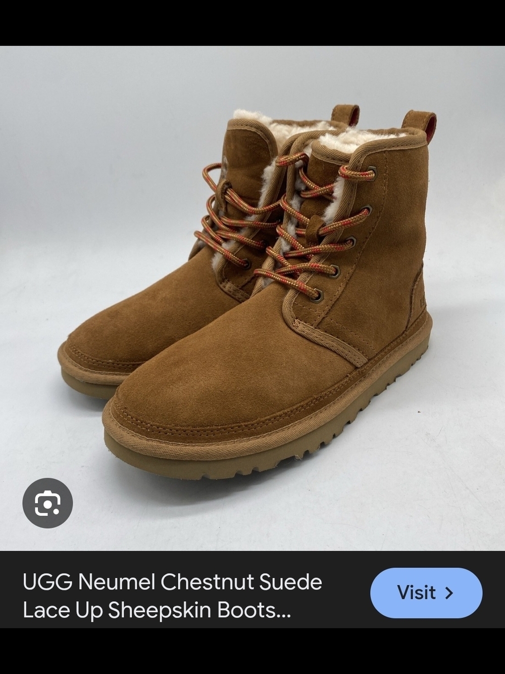 UGG Chestnut Suede Shearling-Lined Lace-Up Men’s Boots